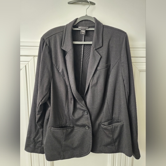 Black Lane Bryant Button Front Blazer - Picture 1 of 4